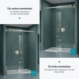 Porte de douche Glasvilla porte de niche douche cloison de douche cabine de douche verre de sécurité 8 mm avec revêtement nano porte coulissante hauteur : 195 cm Teramo04