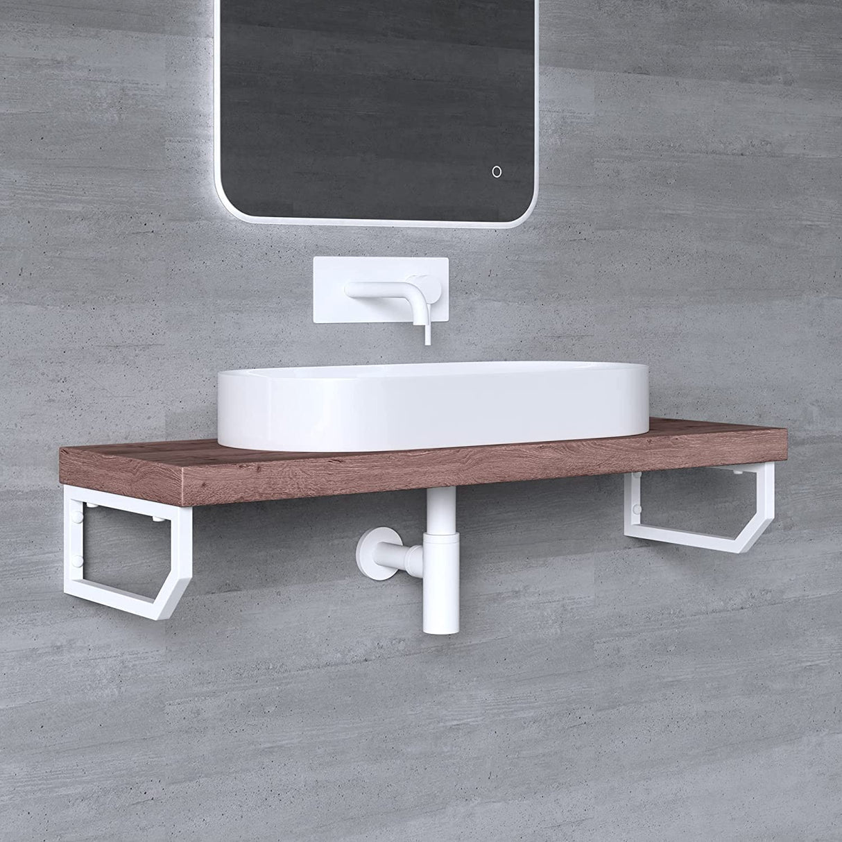 glasvilla Design Wandkonsole aus Edelstahl Waschtisch Halterung WH03