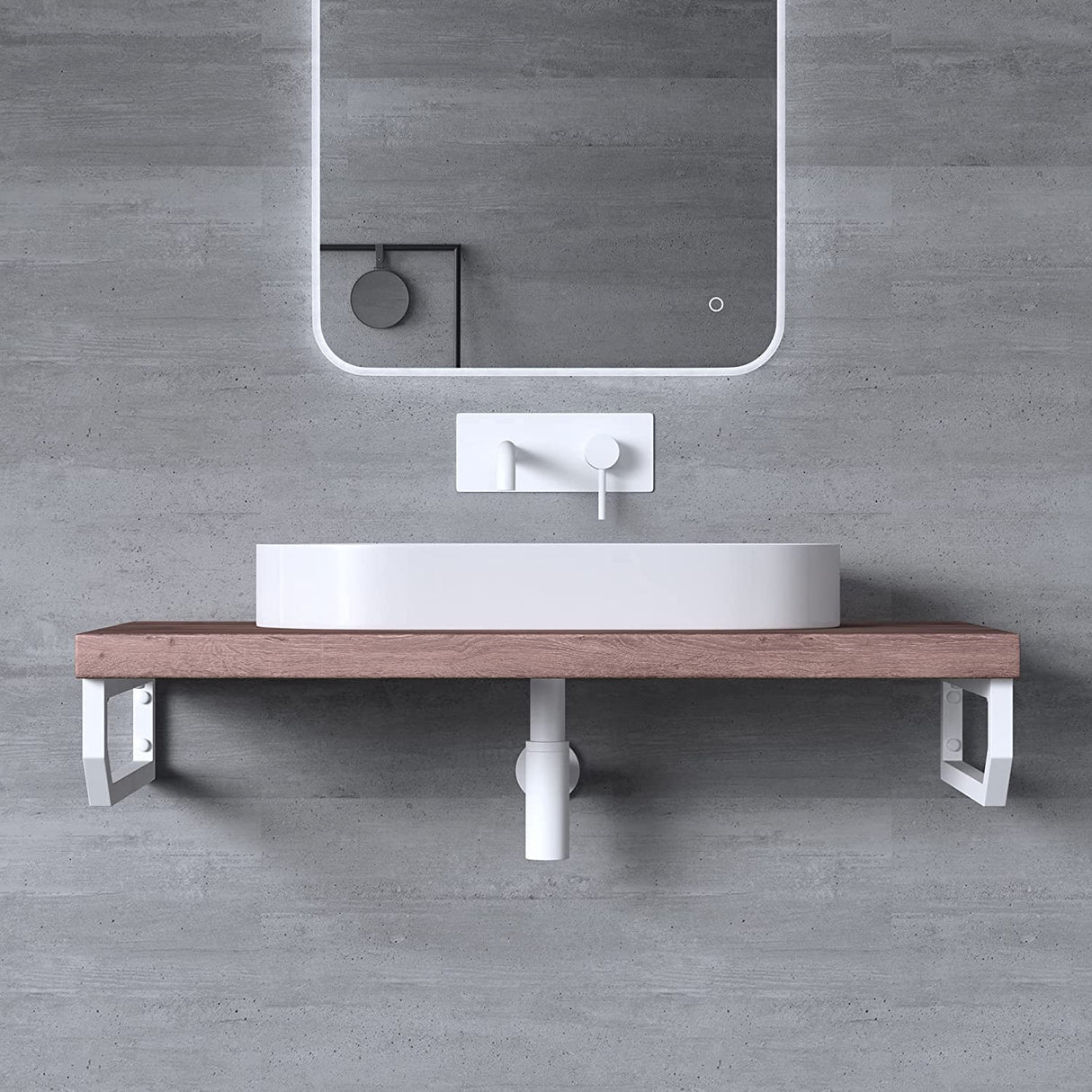 glasvilla Design Wandkonsole aus Edelstahl Waschtisch Halterung WH03