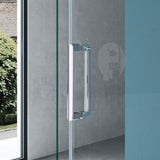 glasvilla U-Form Duschkabine Rahmenlos 195cm Schiebetür Duschabtrennung 8mm ESG Nano Klarglas 4-Punkt Halterung Duschwand Rav17-2UK
