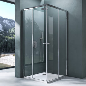 Cabine de douche Glasvilla avec double porte coulissante, porte d'angle, verre véritable effet lotus, verre de sécurité trempé 6 mm Ravenna16K