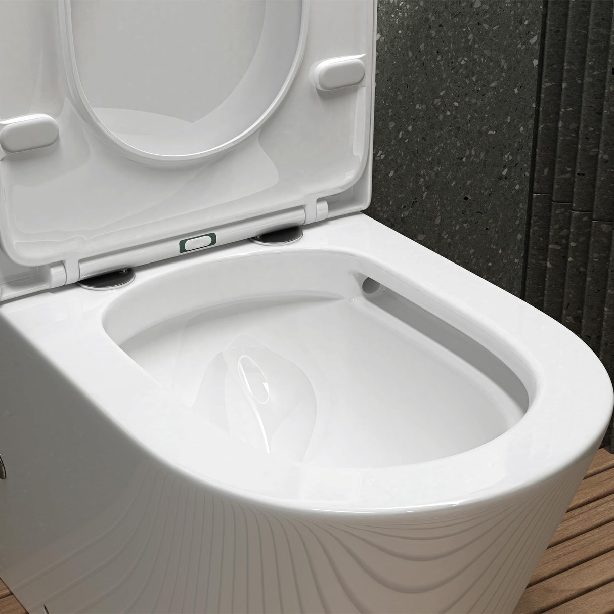 Toilettes sur pied en céramique Glasvilla, WC sans bride, 36 x 63 x 82 cm, WC sur pied avec réservoir Stand108T
