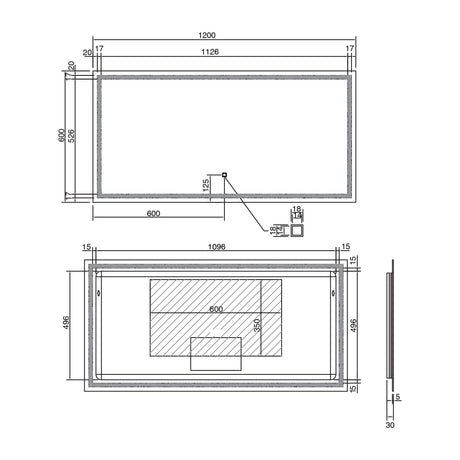 Miroir mural de salle de bain Glasvilla, miroir de salle de bain LED avec interrupteur tactile, revêtement antibuée [Classe énergétique F] 02