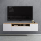 Meuble TV Glasvilla Meuble TV 3 portes avec fermeture amortie Meuble bas mural Table TV pour salon Fernsehschrank03