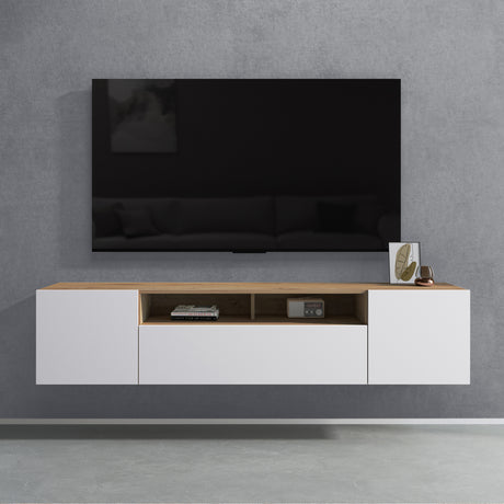 Meuble TV Glasvilla Meuble TV 3 portes avec fermeture amortie Meuble bas mural Table TV pour salon Fernsehschrank03