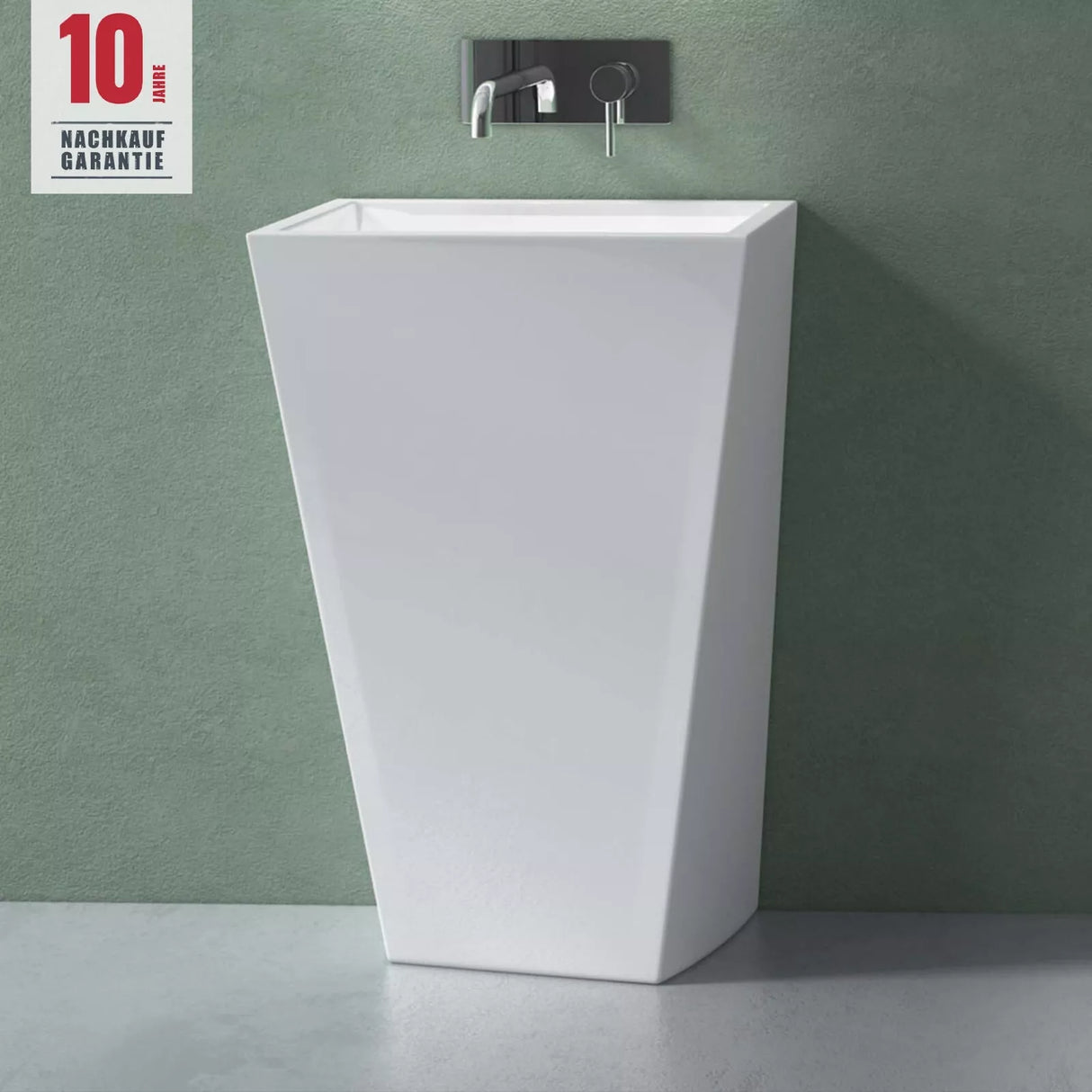 glasvilla Design Standwaschbecken freistehend Col38 weiß, aus Mineralguss, Waschtisch, BTH: 60x42x90cm