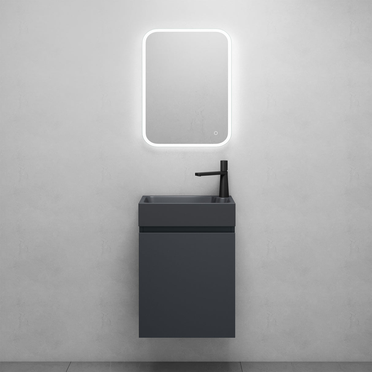 Ensemble de meubles de salle de bain Glasvilla Meubles de salle de bain composés d'un lavabo en anthracite mat et d'un meuble bas pour lavabo LTH: 46x26x63cm Pisa02