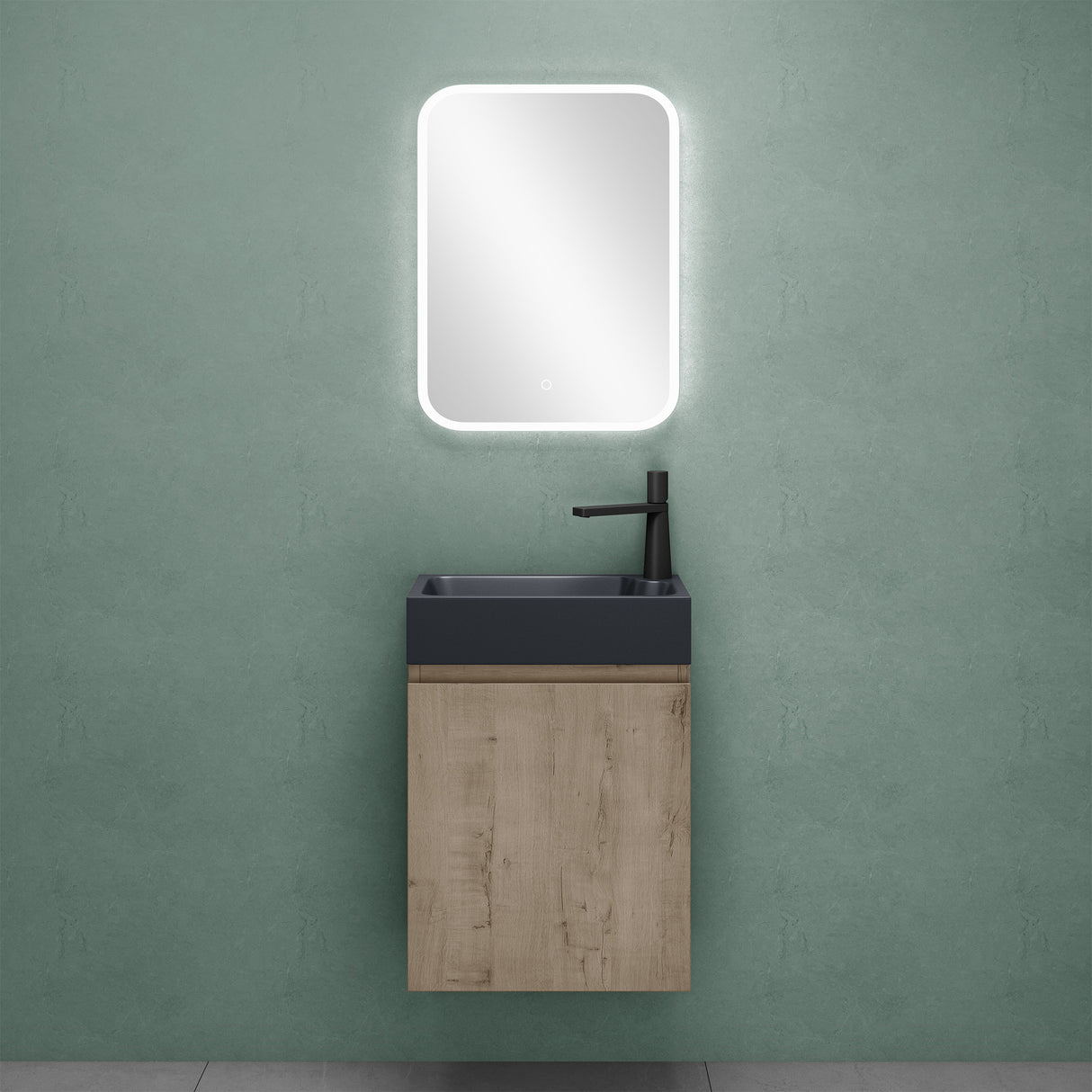 Ensemble de meubles de salle de bain Glasvilla Meubles de salle de bain composés d'un lavabo en anthracite mat et d'un meuble bas pour lavabo LTH: 46x26x63cm Pisa02