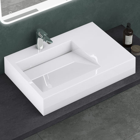 glasvilla Lavabo da Appoggio da Marmo Fuso Lavabo Bagno Sospeso Lavandino Bagno Rettangolare Col11