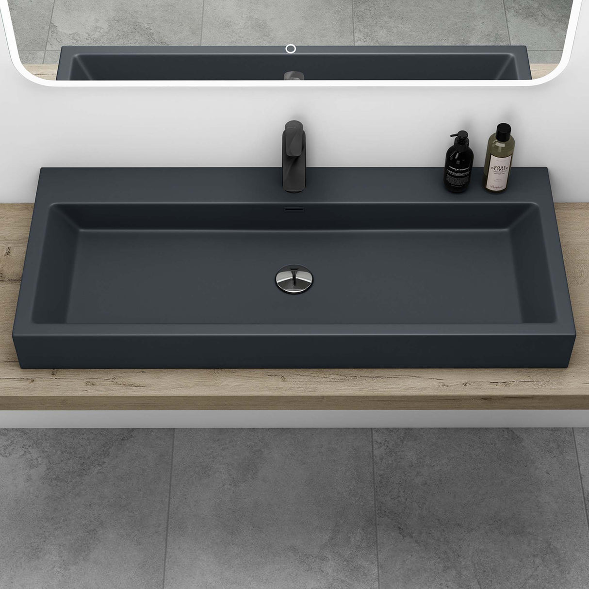 glasvilla Waschbecken Aufsatzwaschbecken Hängewaschbecken Waschschale Mineralguss Bad Eckig Col06
