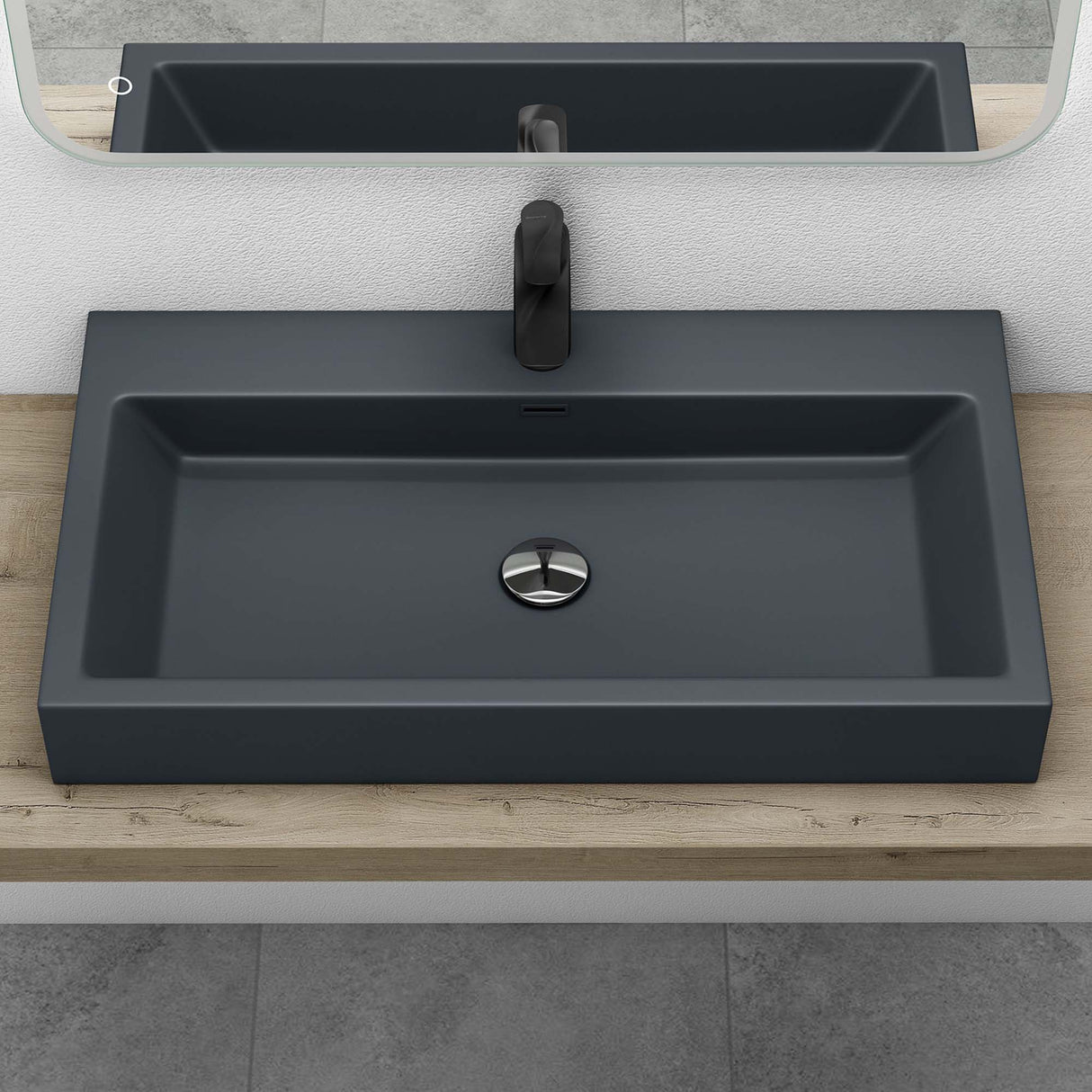 glasvilla Waschbecken Aufsatzwaschbecken Hängewaschbecken Waschschale Mineralguss Bad Eckig Col06