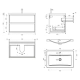 Ensemble de meubles de salle de bain Glasvilla Meuble de salle de bain Meuble sous-vasque 2 tiroirs avec fermeture amortie avec lavabo en blanc en fonte minérale Rimo