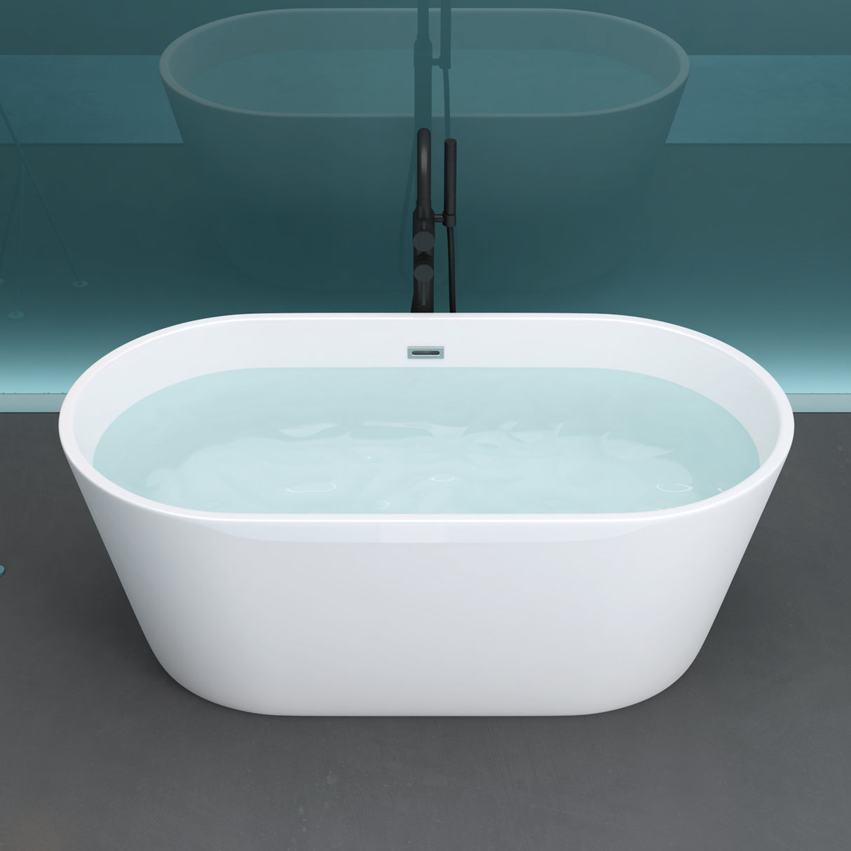 Baignoire îlot ovale en acrylique Glasvilla avec bonde escamotable, blanche, 170 x 75 x 58 cm, Vicenza519