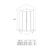 Cabine de douche Glasvilla en quart de cercle avec 2 portes coulissantes en verre de sécurité ESG nano-revêtement Ravenna32K