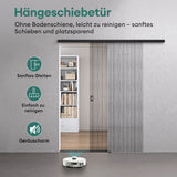 Ensemble complet de porte coulissante en verre Glasvilla, porte intérieure, noir mat, verre de sécurité trempé de 8 mm, porte coulissante, verre noir brossé avec rail en aluminium, Muranino-001 