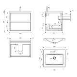 Ensemble de meubles de salle de bain Glasvilla Meuble de salle de bain Meuble sous-vasque 2 tiroirs avec fermeture en douceur avec lavabo en anthracite mat en fonte minérale Rimo