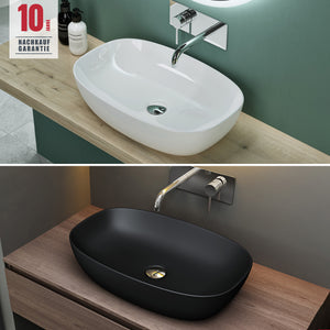 glasvilla Aufsatzwaschbecken Waschschale Waschbecken aus Keramik mit Nano-Beschichtung/Lotus-Effekt Brüssel104