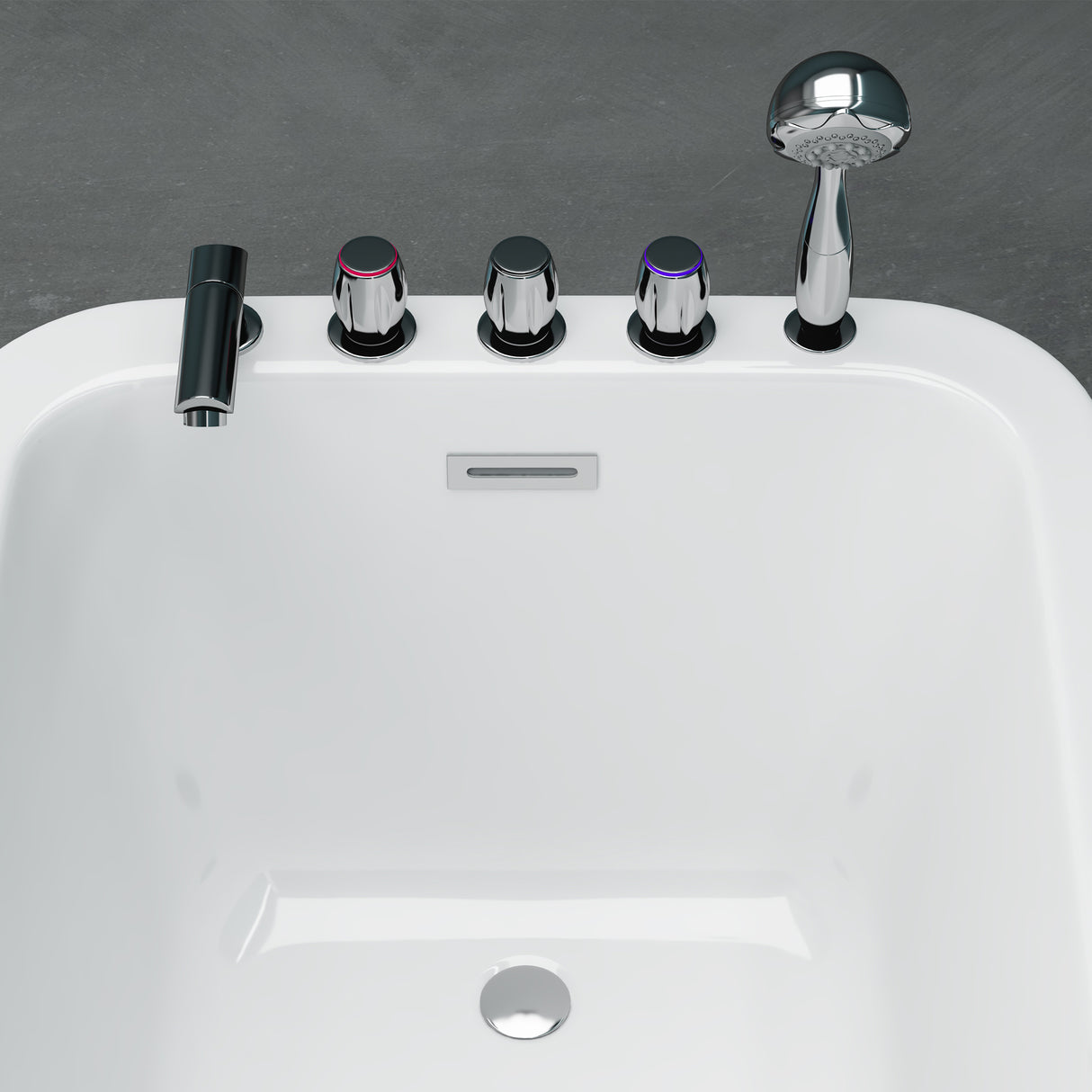 Baignoire îlot rectangulaire en acrylique sanitaire Glasvilla avec accessoires, baignoire sur pied Vicenza601