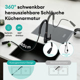glasvilla Wasserhahn Küche Küchenarmatur ausziehbar 360° drehbar 3 Wasserstrahl-Modi LED-Digitalanzeige Küchenwasserhahn Spültischarmatur MS-8085