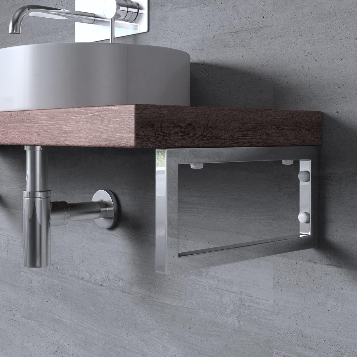 glasvilla Design Wandkonsole aus Edelstahl Waschtisch Halterung 2 Stück WH01