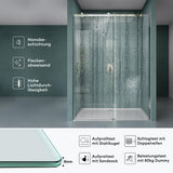 Porte de douche Glasvilla porte de niche douche cloison de douche cabine de douche verre de sécurité 8 mm avec revêtement nano porte coulissante hauteur : 195 cm Teramo04