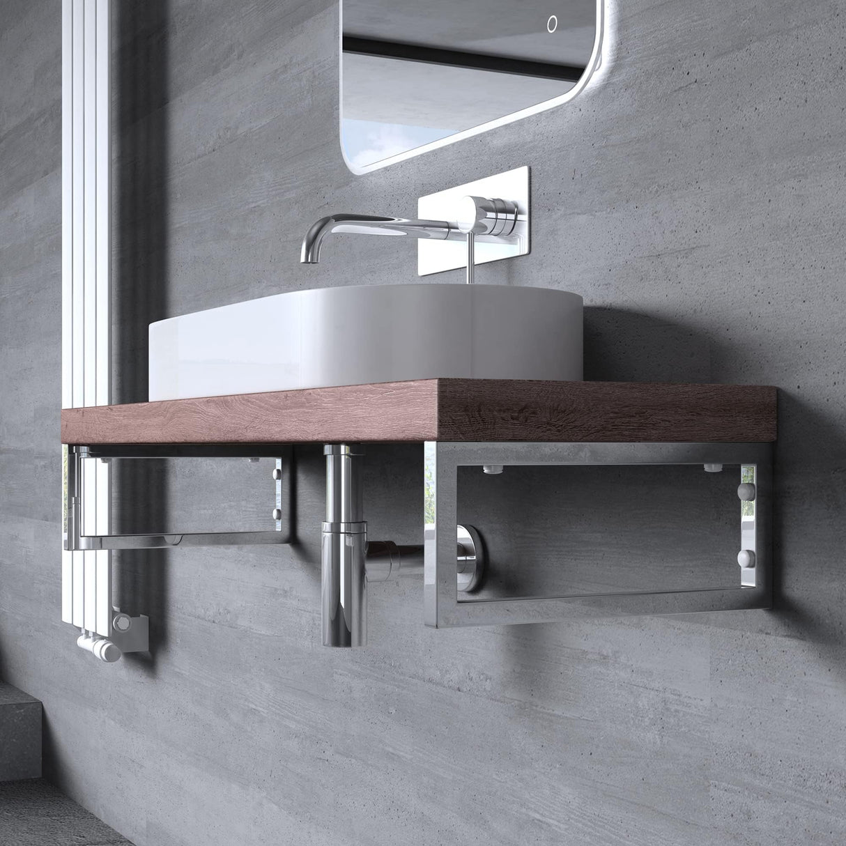 glasvilla Design Wandkonsole aus Edelstahl Waschtisch Halterung 2 Stück WH01