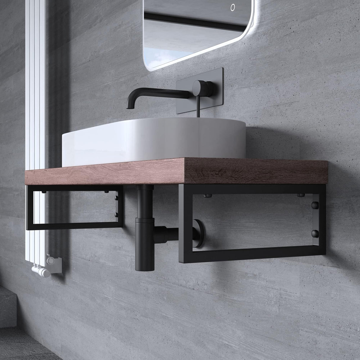 glasvilla Design Wandkonsole aus Edelstahl Waschtisch Halterung 2 Stück WH01