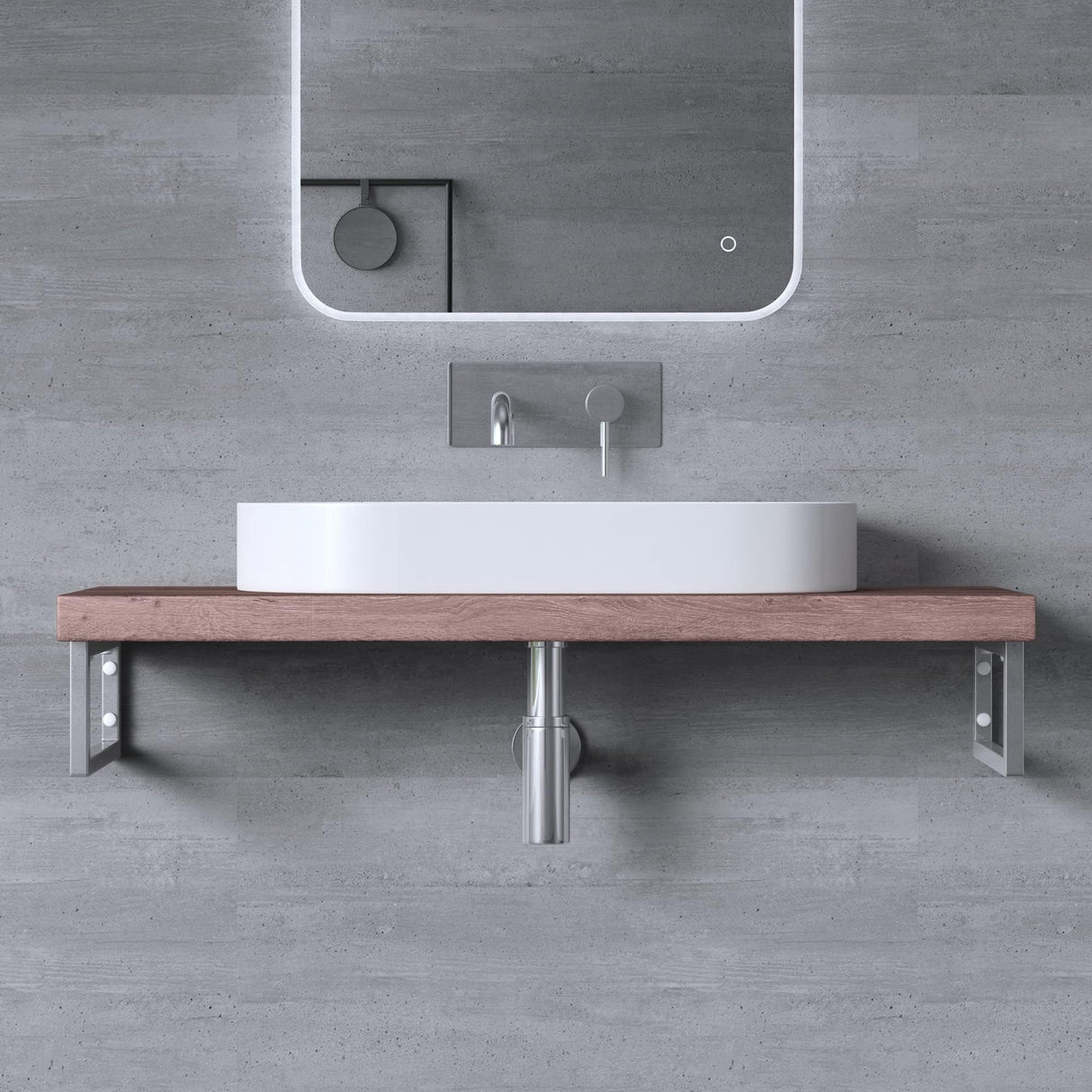 glasvilla Design Wandkonsole aus Edelstahl Waschtisch Halterung 2 Stück WH01