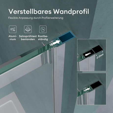 Porte de douche Glasvilla porte de niche douche cloison de douche cabine de douche verre de sécurité 8 mm avec revêtement nano porte coulissante hauteur : 195 cm Teramo04