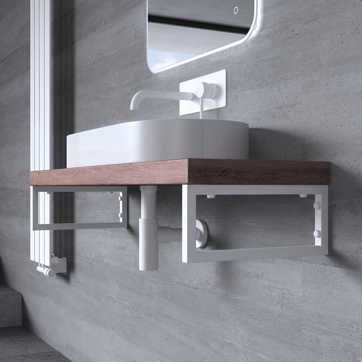glasvilla Design Wandkonsole aus Edelstahl Waschtisch Halterung 2 Stück WH01