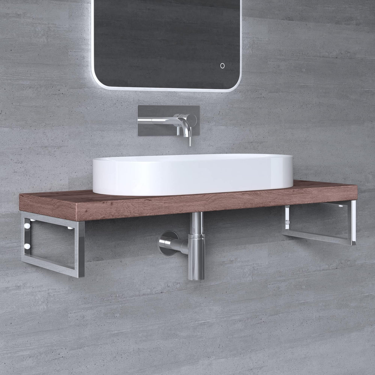 glasvilla Design Wandkonsole aus Edelstahl Waschtisch Halterung 2 Stück WH01