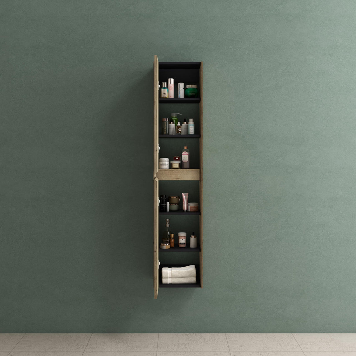 Armoire haute glasvilla armoire polyvalente armoire de salle de bain armoire de salle de bain avec 2 portes et 6 compartiments étagère de salle de bain pour de multiples fonctions LTH: 35x30x160 cm Rimo
