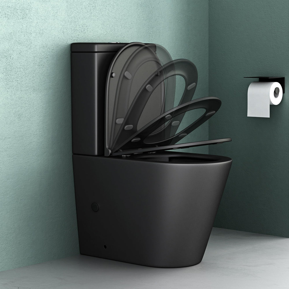Toilettes sur pied en céramique Glasvilla, WC sans bride, 36 x 63 x 82 cm, WC sur pied avec réservoir Stand108T