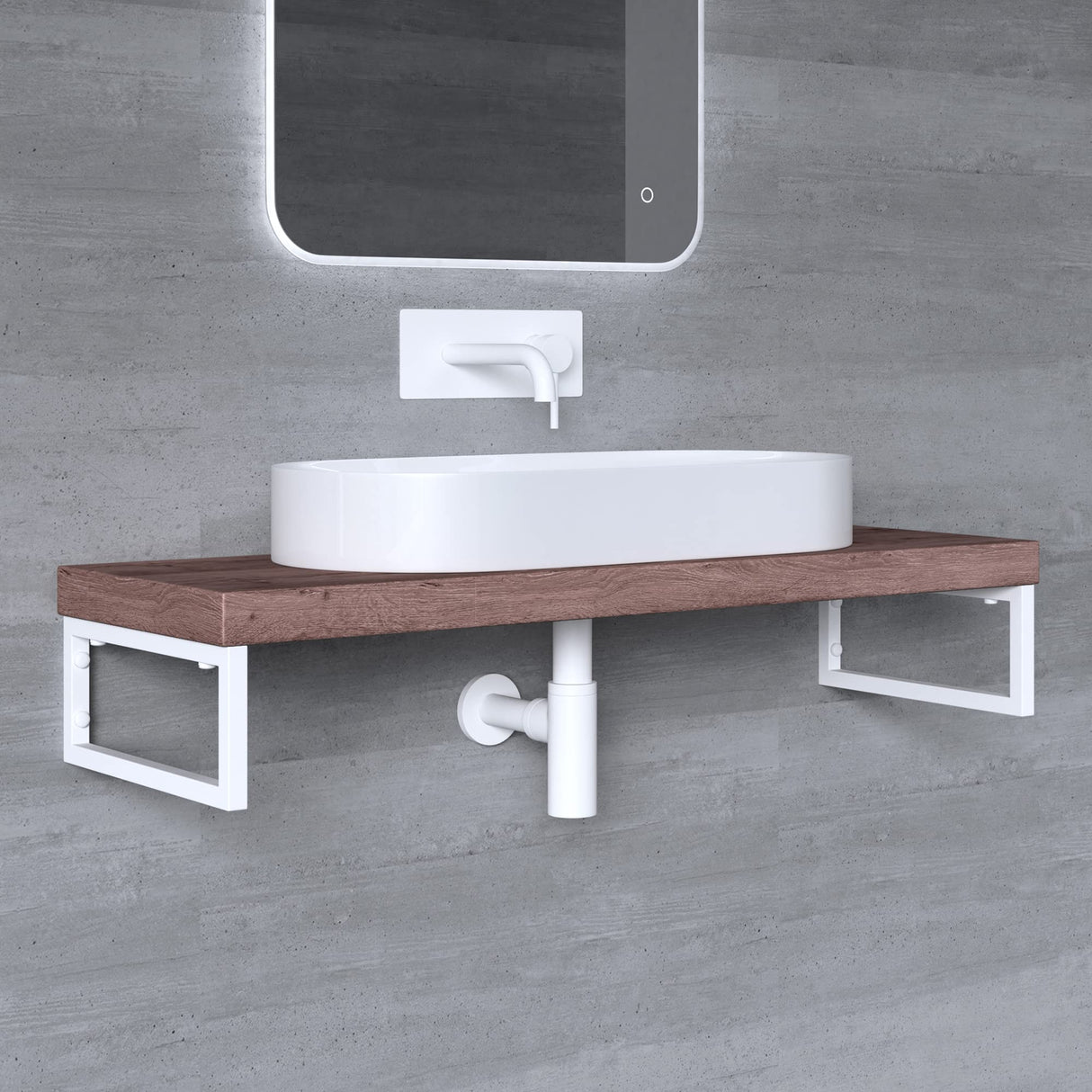 glasvilla Design Wandkonsole aus Edelstahl Waschtisch Halterung 2 Stück WH01