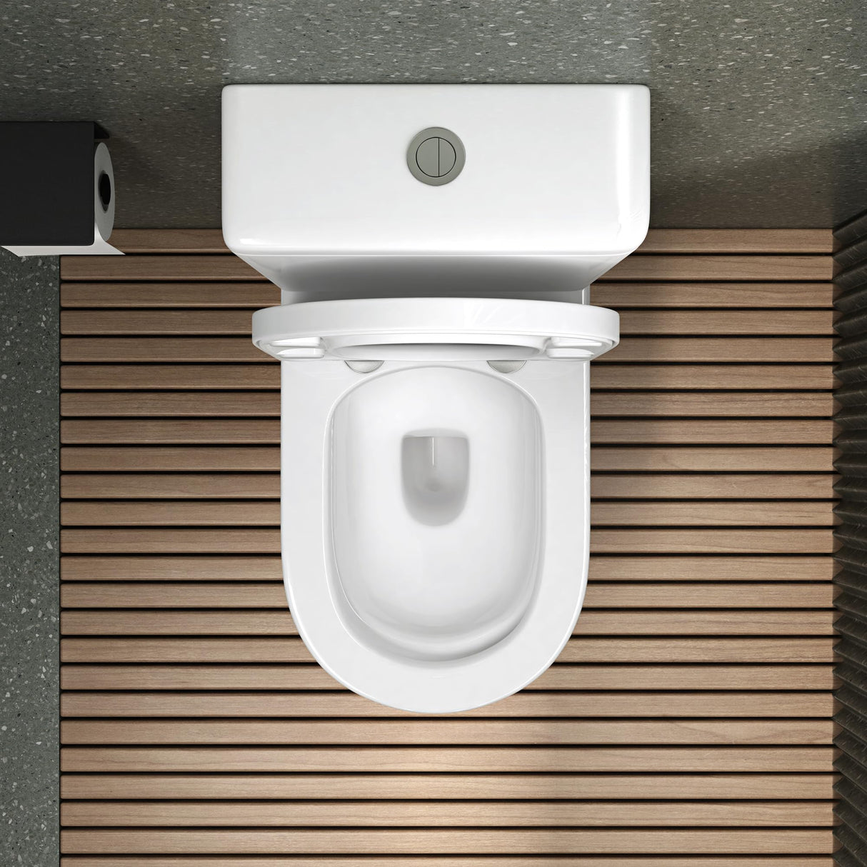 Toilettes sur pied en céramique Glasvilla, WC sans bride, 36 x 63 x 82 cm, WC sur pied avec réservoir Stand108T