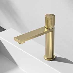 glasvilla Robinet de salle de bain Mitigeur lavabo Mélangeur monocommande Robinet de salle de bain en acier inoxydable avec fonction d'économie d'eau Raccordements DIN Fino-01
