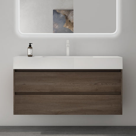 Ensemble de meubles de salle de bain Glasvilla avec meuble sous-vasque 120 x 48 x 63 cm avec 2 tiroirs et vasque profonde