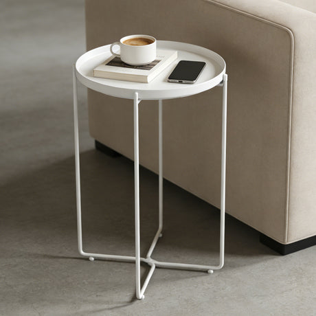 Table basse glasvilla, petite table basse avec plateau amovible en plastique PP, table d'appoint pour salon, chambre et balcon, Reglo-08