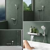 Robinet de baignoire thermostatique Glasvilla avec douchette, thermostat de baignoire, 4 jets, robinet mural pour baignoire, laiton, flexible de douche inclus, système de douche 8