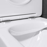 glasvilla Hänge WC Toilette Wand-WC Spülrandlos Weiß aus Keramik Wandmontage mit Absenkautomatik