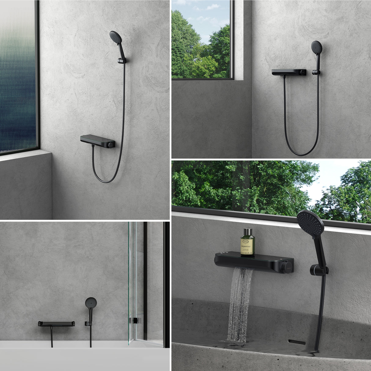 glasvilla Soffione Doccia con 4 Modalità, Doccino per Doccia in Ottone con Tubo Flessibile da 1.5m, Telefono Doccia Universale Facile da Installare Duschsystem8