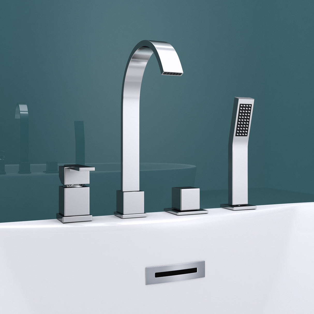 Baignoire îlot rectangulaire en acrylique sanitaire Glasvilla avec accessoires, baignoire sur pied Vicenza601