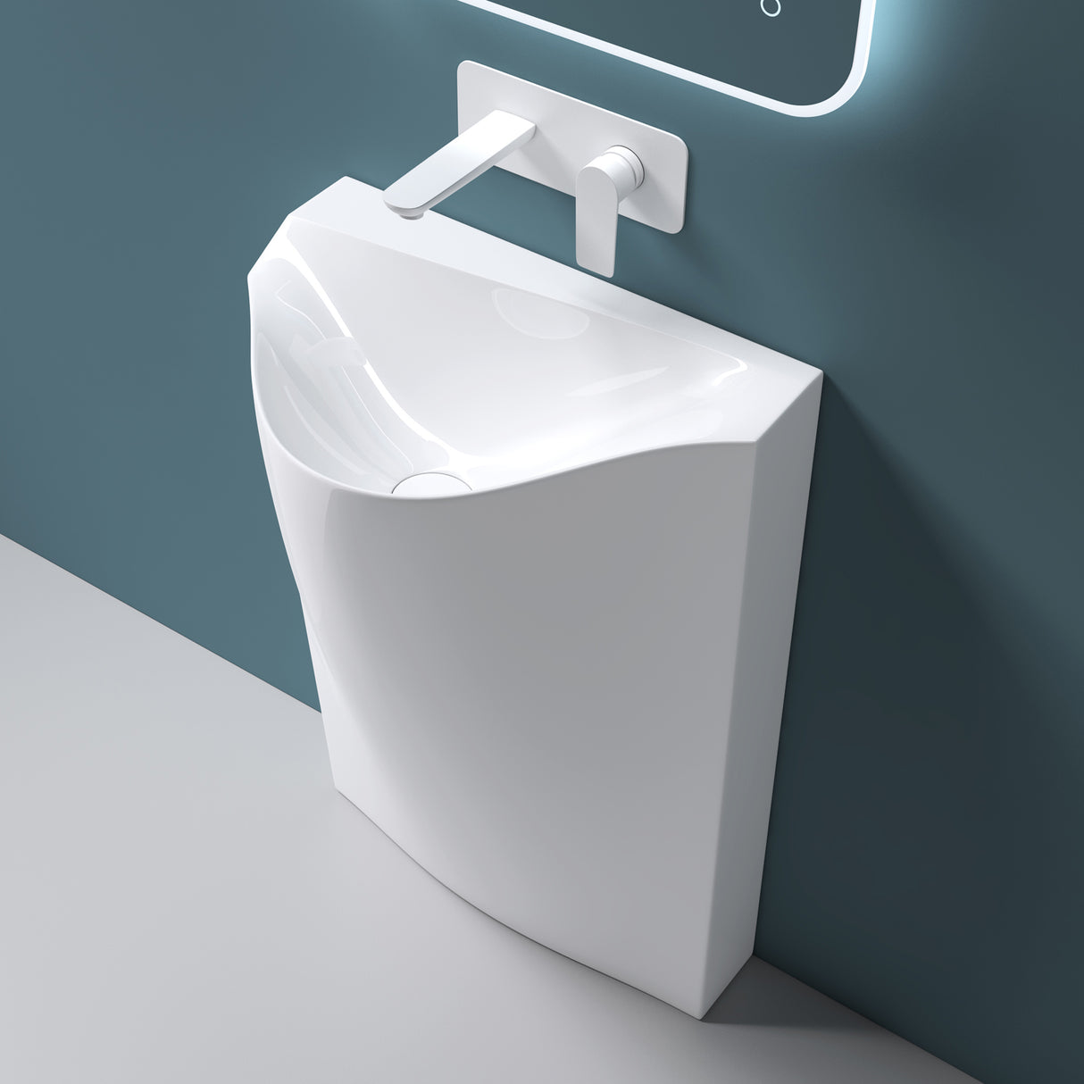 glasvilla Design Standwaschbecken freistehend Col37 weiß, aus Mineralguss, Waschtisch, BTH: 55x34x85cm