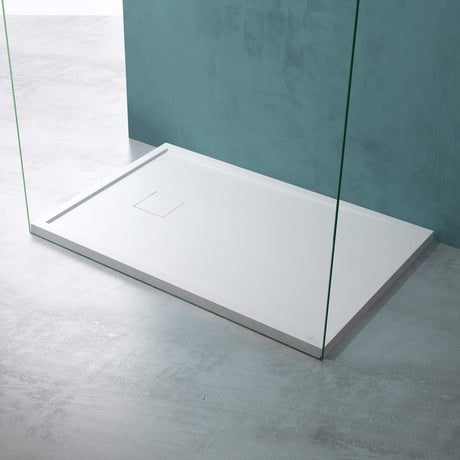 Receveur de douche Glasvilla en fonte minérale, receveur de douche ultra-plat antidérapant Geoma08