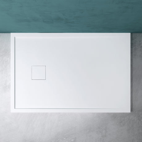Receveur de douche Glasvilla en fonte minérale, receveur de douche ultra-plat antidérapant Geoma08