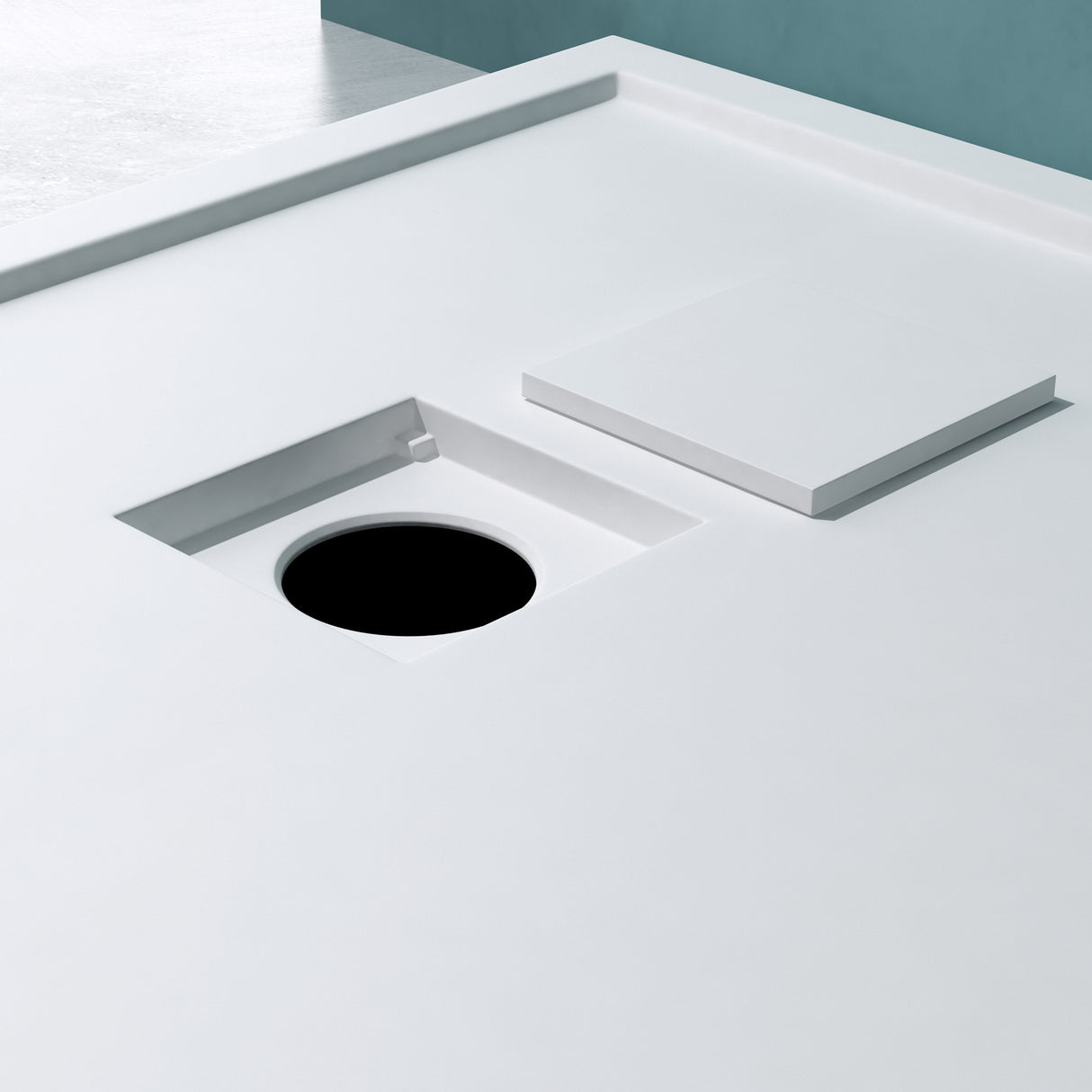 Receveur de douche Glasvilla en fonte minérale, receveur de douche ultra-plat antidérapant Geoma08