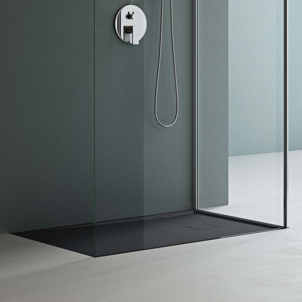 Receveur de douche Glasvilla en fonte minérale, receveur de douche ultra-plat antidérapant Geoma08