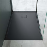 Receveur de douche Glasvilla en fonte minérale, receveur de douche ultra-plat antidérapant Geoma08