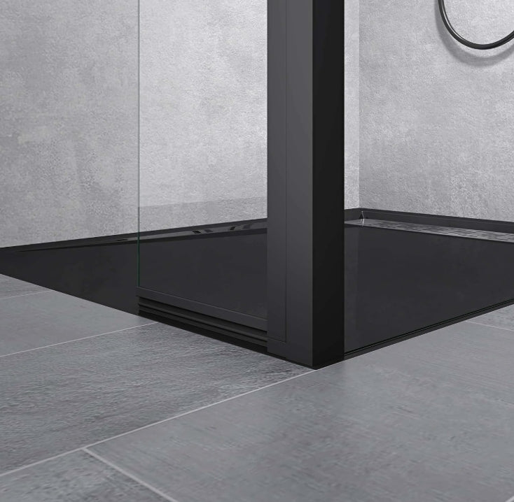 glasvilla Walk-In Duschwand für Dusche Duschabtrennung 8mm Klarglas ESG-Sicherheitsglas mit Nano Rechteckiger Stabilisator Bremen01K-Plus