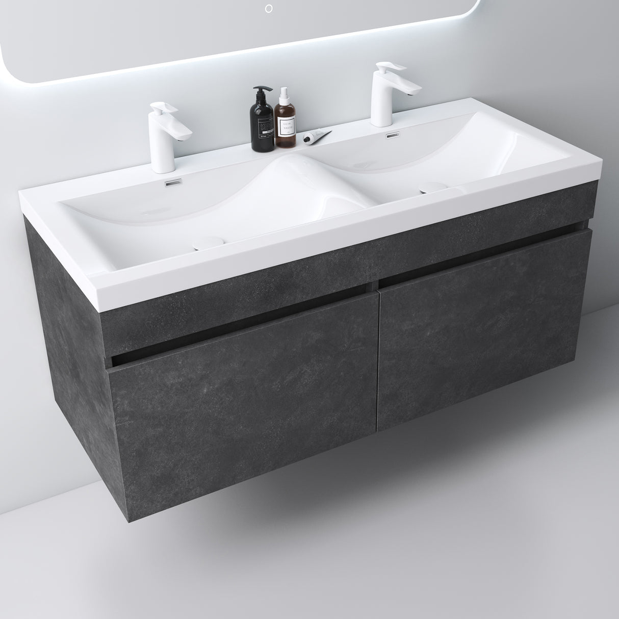 Ensemble de meubles de salle de bain Glasvilla Meubles de salle de bain avec lavabo en fonte minérale Meuble sous-vasque Botanica 